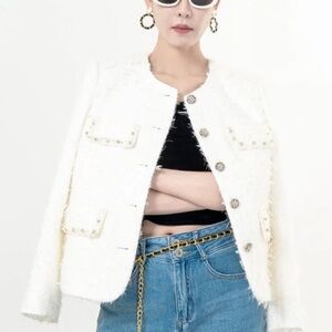 Chanel White Tweed Jacket